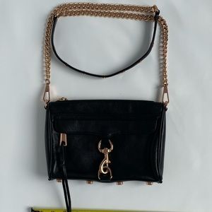 Rebecca Minkoff Black and Rose Gold mini MAC bag
